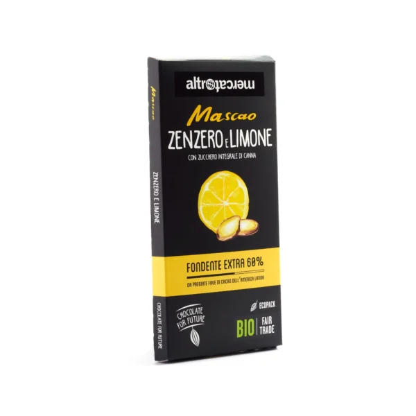 Cioccolato Mascao fondente zenzero e limone 80gr